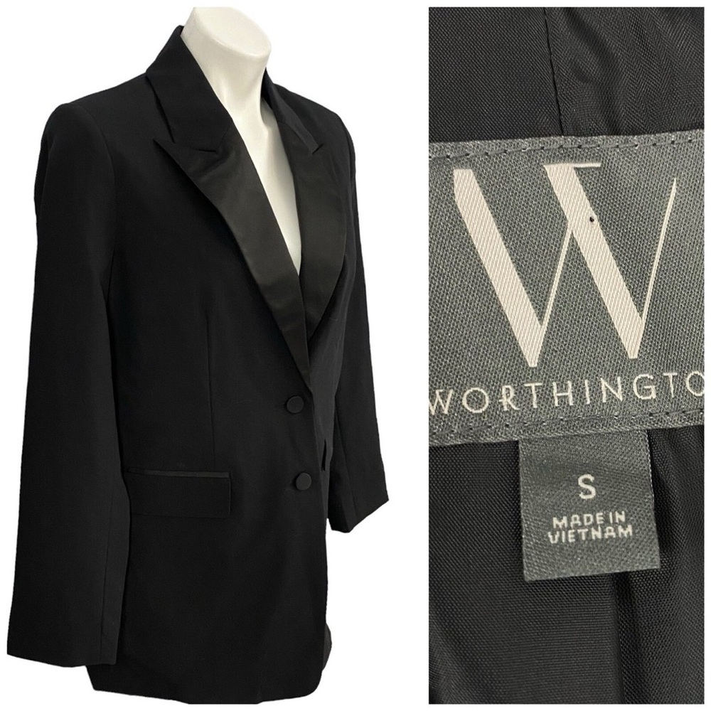 Worthington Blazer Womens Small Black Jacket Party Office Casual Work Formal